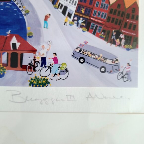 Bryggen in Bergen III framed print signed by artist Arvid Norendal. - Picture 5 of 8